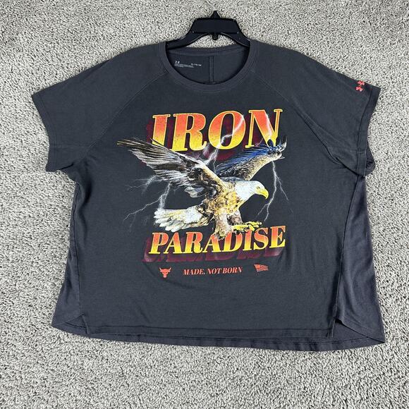 Under Armour Project Rock Iron Paradise Shirt Womens XL Made Not Born Eagle Gym - Picture 1 of 9